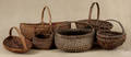 Six assorted split oak baskets