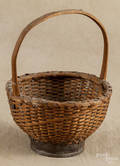 Unusual split oak and woven tin berry basket