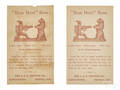 Two sepia tone Bear Hunt mechanical bank trade cards