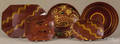 Five pieces of Lester Breininger redware