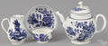 Worcester Dr Wall teapot creamer and cup and saucer late 18th c