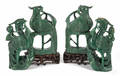 Two pairs of Chinese carved jade phoenix