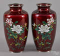 Pair of Japanese Sato cloisonn vases