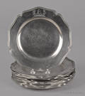 Twelve English pewter plates late 18th c
