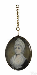 Miniature watercolor on ivory portrait of a lady early 19th c