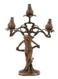 Art Nouveau Patinated Bronze Candelabra Lamp