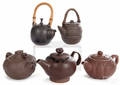 Five Chinese Yixing teapots