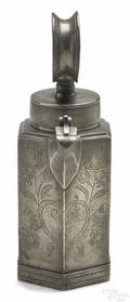 Swiss pewter hexagonal wine flagon 18th c