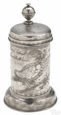 German pewter marriage stein or