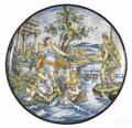 Italian Renaissance style tin glaze majolica charger late 19th c