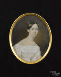 Miniature watercolor on ivory portrait of a woman mid 19th c