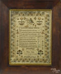 English silk on linen sampler dated
