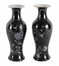 Pair of Chinese famille noir porcelain vases