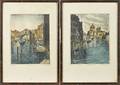 Three color engraved Continental scenes