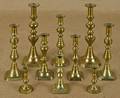 Ten brass candlesticks