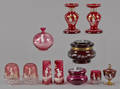 Collection of Mary Gregory enamel ruby glass