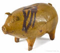 Redware figural pig bank 19th c