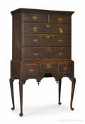 New England Queen Anne tiger maple high chest ca 1765