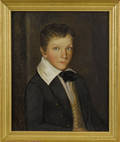 American oil on canvas portrait of a boy ca 1840