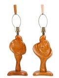Pair of Yasha Heifetz Modern Oak Table Lamps