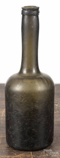 Blown olive glass bottle