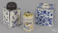 Two Delft blue and white tea caddies 18th c