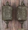 Unusual pair of punched tin candle lanterns