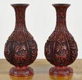 Pair of Chinese cinnabar vases 19th c