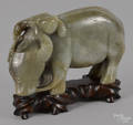 Chinese carved jade buffalo and boy group