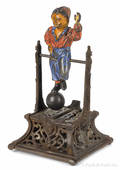 Cast iron Boy on Trapeze mechanical bank