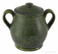 Pennsylvania redware sugar jar with a cover dated