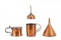 4 Piece Group of Antique Copper Pots  Funnels