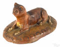 Pennsylvania recumbent redware cat 19th c