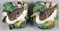 Pair of Chinese export pottery duck wall pockets