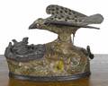 J  E Stevens cast iron Eagle and Eaglets mechanical bank