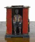 J  E Stevens cast iron Cabin mechanical bank