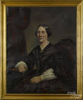 American oil on canvas portrait of a woman