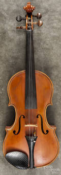 Maple violin with a twopiece back and label for  Homer A Harvey