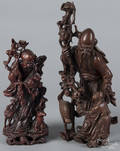Two Chinese carved hardwood Lohan figures
