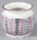 Purple and black spatterware sugar bowl