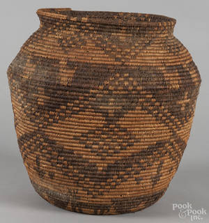 Southwest Native American coiled basketry olla