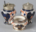 Threepiece Gaudy Welsh condiment set