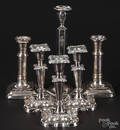 Six silverplated candlesticks