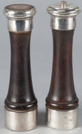 Italian sterling and wood salt and pepper shakers