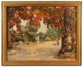 Richard Chase Figures in Autumn Landscape Oil