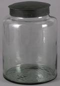 Large tin country store blown glass jar