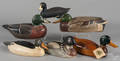 Six contemporary carved and painted duck decoys
