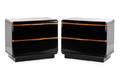 MCM Black Lacquer  Maple Night Tables Lane