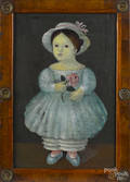 Continental oil on canvas folk portrait of a girl