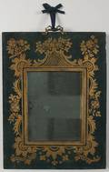 Continental painted and gilt wooden mirror